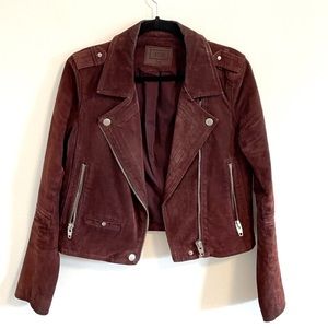 SL8 Suede Maroon Moto Jacket Size Medium